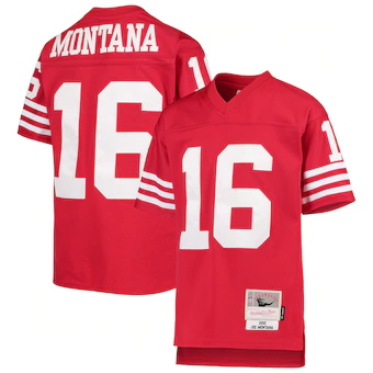 youth mitchell and ness joe montana scarlet san francisco 4